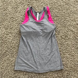 Lululemon Gray and Pink Women's Tank Top